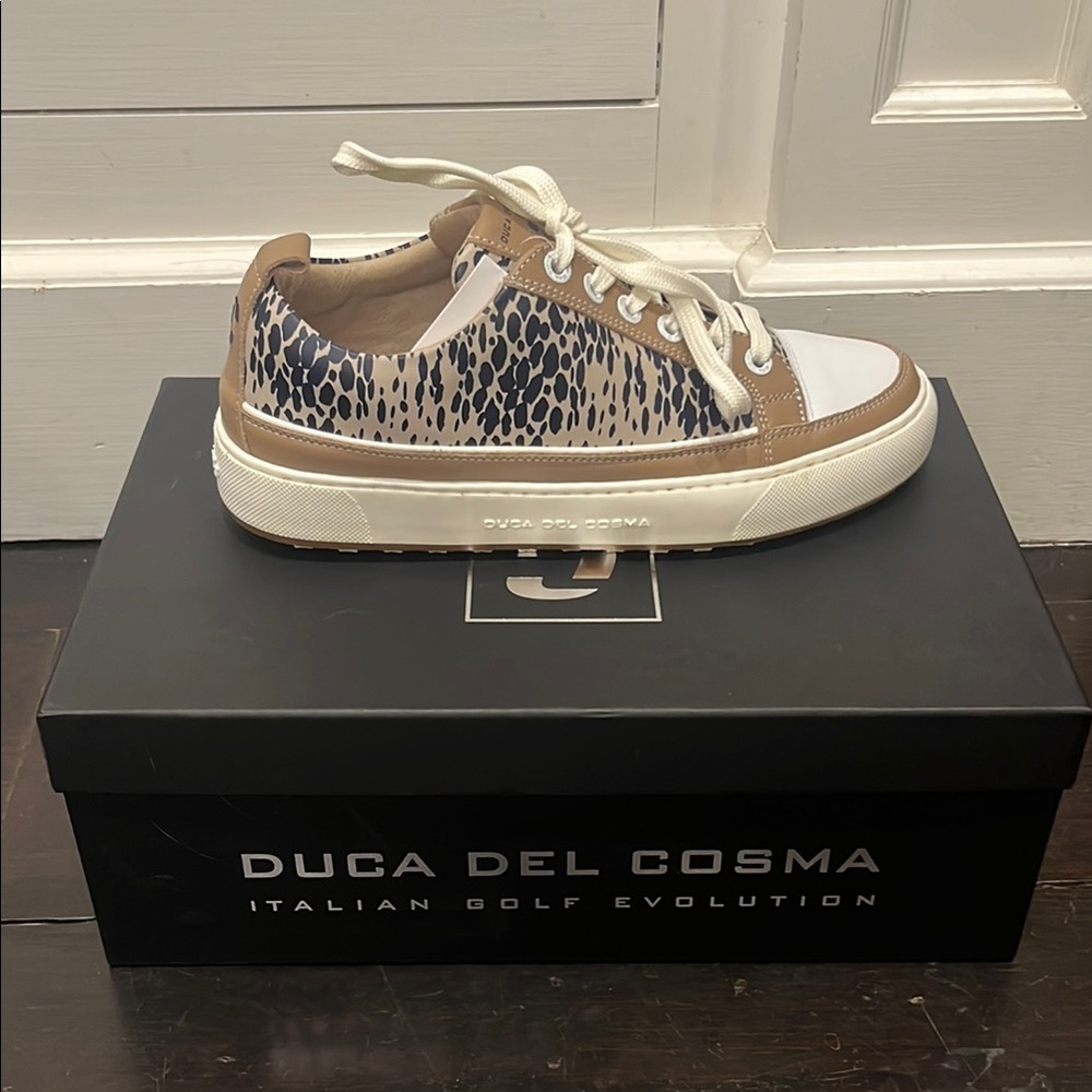 Duca del Cosma Women's Leopard Print Golf Sneakers